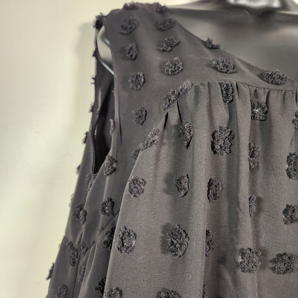 LIME & CHILI Tank Blouse Women L Black Babydoll Swiss Dot Sheer Polka Dot Summer - Picture 6 of 9